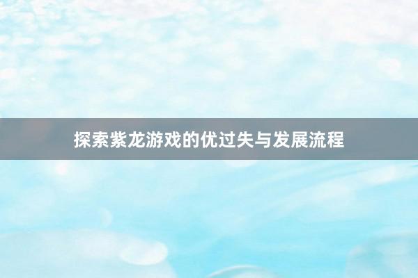 探索紫龙游戏的优过失与发展流程